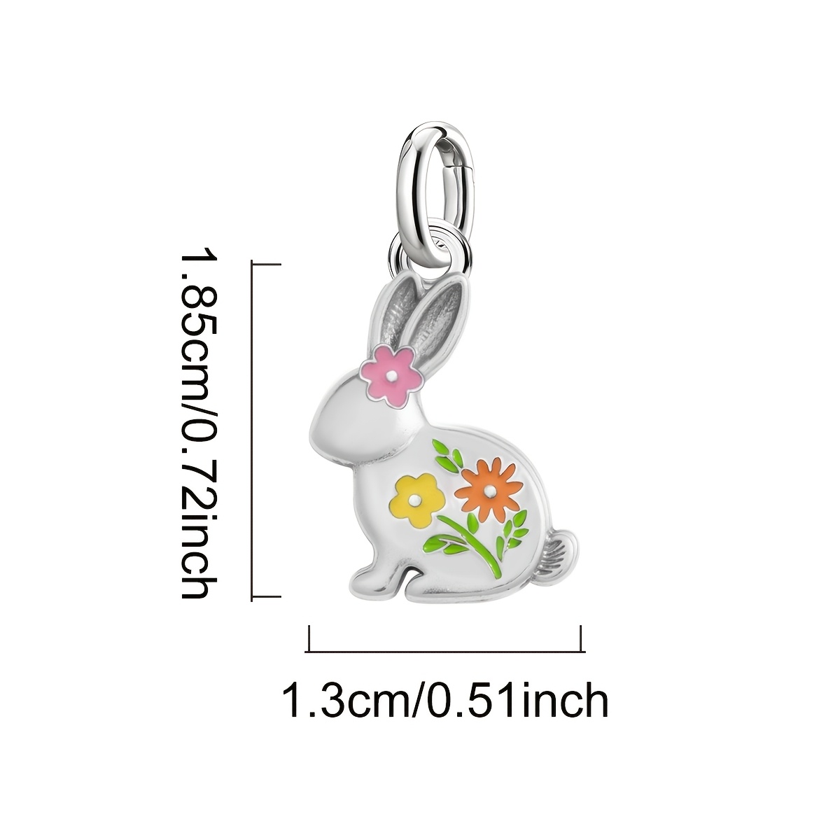 925 Silver Spring Flower Rabbit Vintage DIY Pendant Bracelet